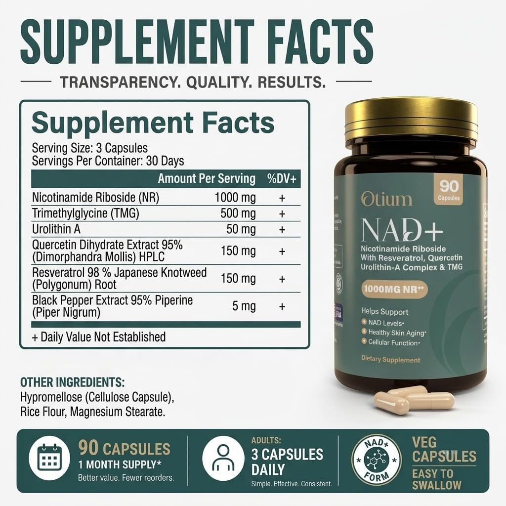 Otium NAD+ — Cellular Energy & Healthy Aging Support | 90 Vegan Capsules